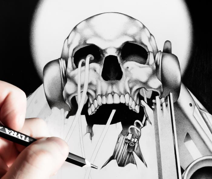 Machineries 14, Making of, graphite pencil on Fabriano paper