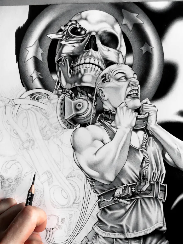 Machineries 20,  pencil artwork by Warren Montrose