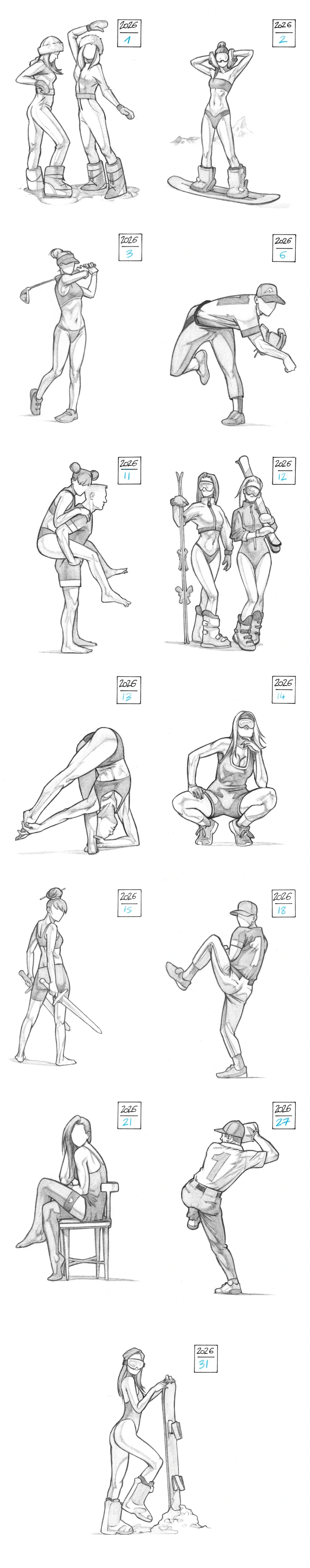 Figure 2026, pencil artwork by Warren Montrose